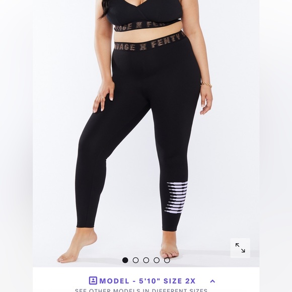 💜SAVAGE X FENTY Forever Jersey leggings Black & Lavender logo - Picture 4 of 11